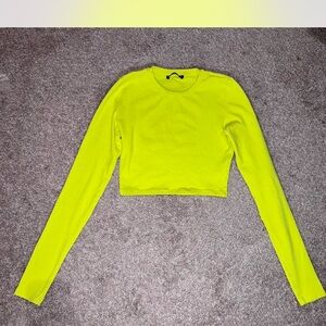 Zara Neon Yellow Long Sleeve Crop Top